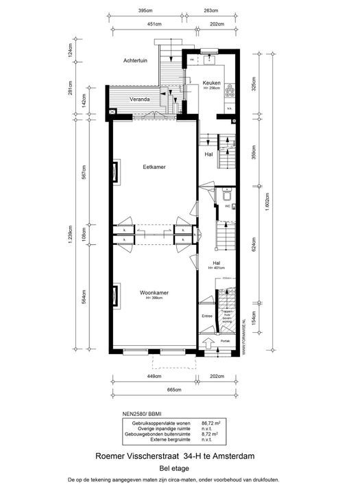 Roemer Visscherstraat 34 H, Amsterdam plattegrond-