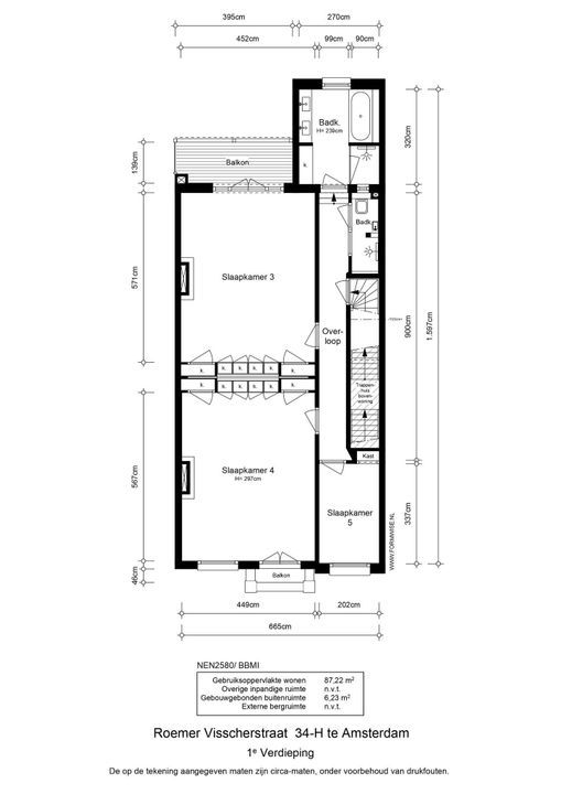 Roemer Visscherstraat 34 H, Amsterdam plattegrond-