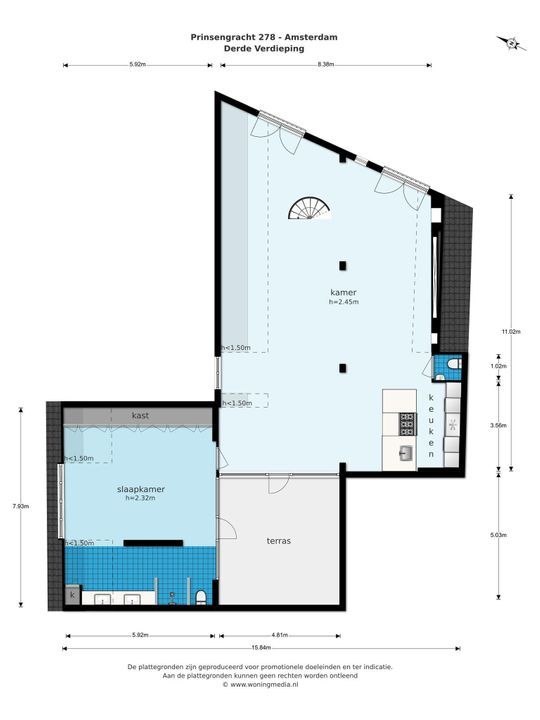 Prinsengracht 278 + 7PP, Amsterdam plattegrond-