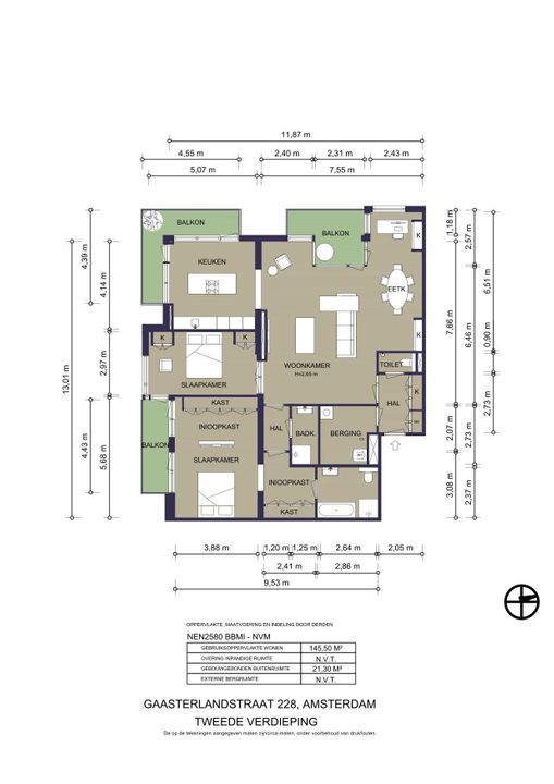 Gaasterlandstraat 228, Amsterdam plattegrond-