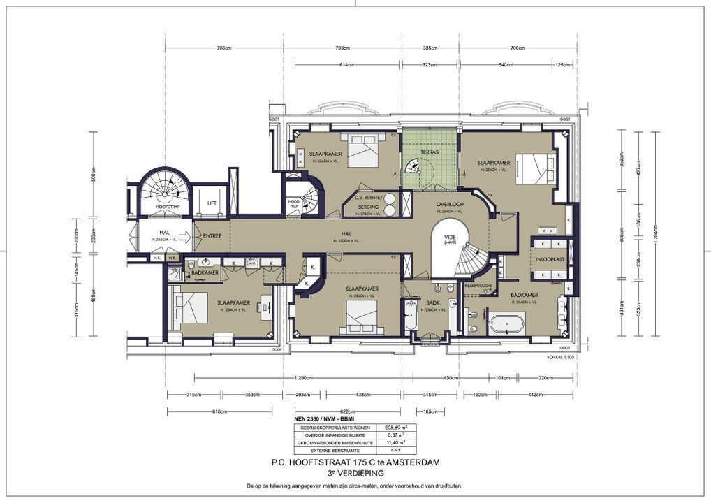 Pieter Cornelisz. Hooftstraat 175 C, Amsterdam plattegrond-