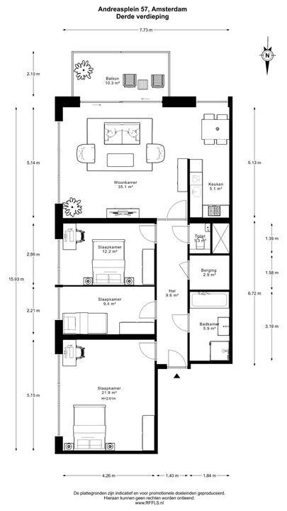 Andreasplein 57, Amsterdam plattegrond-