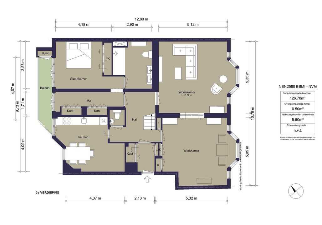 Stadionkade 16 3, Amsterdam plattegrond-