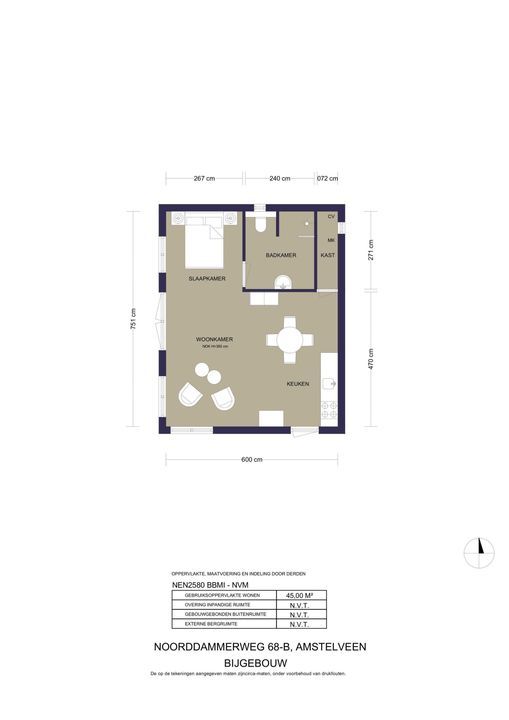 Noorddammerweg 68 B, Amstelveen plattegrond-
