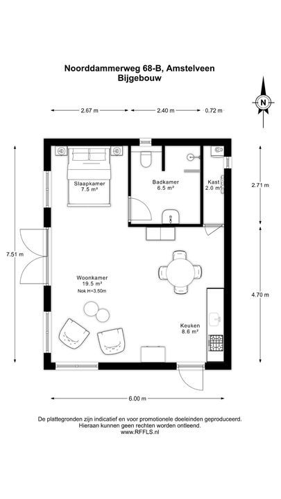 Noorddammerweg 68 B, Amstelveen plattegrond-