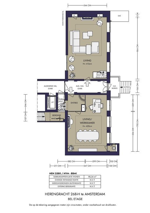 Herengracht 268 H, Amsterdam plattegrond-