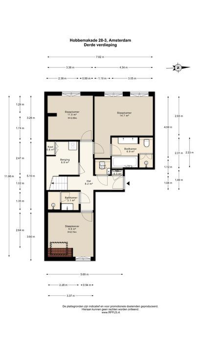 Hobbemakade 28 3, Amsterdam plattegrond-