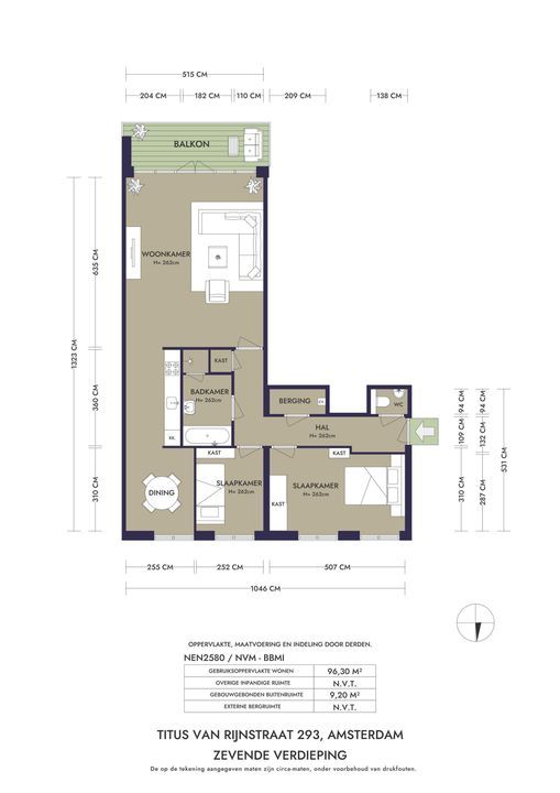 Titus van Rijnstraat 293, Amsterdam plattegrond-