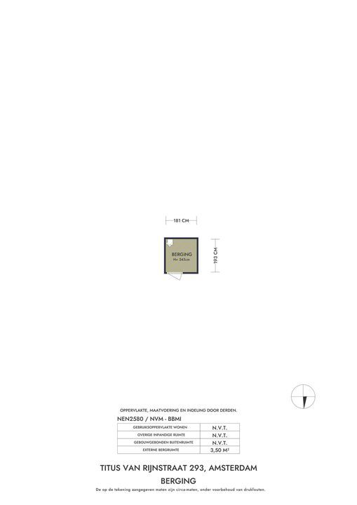 Titus van Rijnstraat 293, Amsterdam plattegrond-
