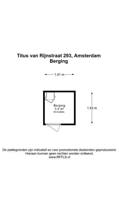 Titus van Rijnstraat 293, Amsterdam plattegrond-