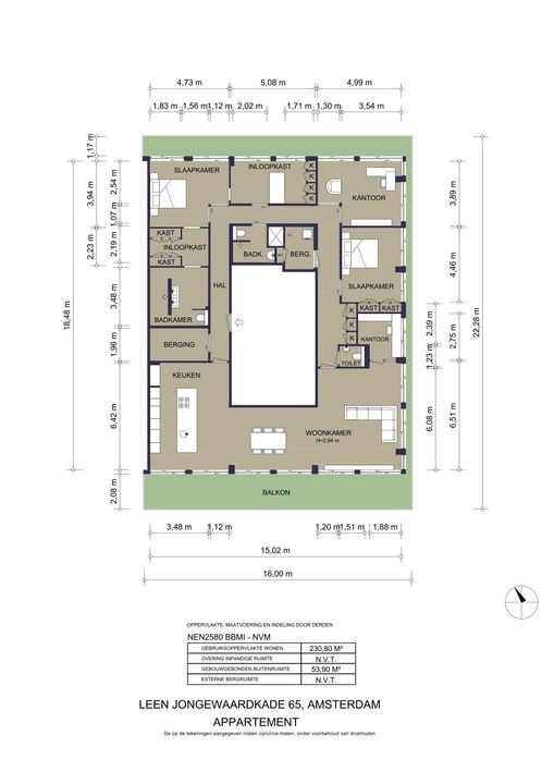 Leen Jongewaardkade 65, Amsterdam plattegrond-