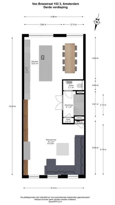 Van Breestraat 153 3, Amsterdam plattegrond-
