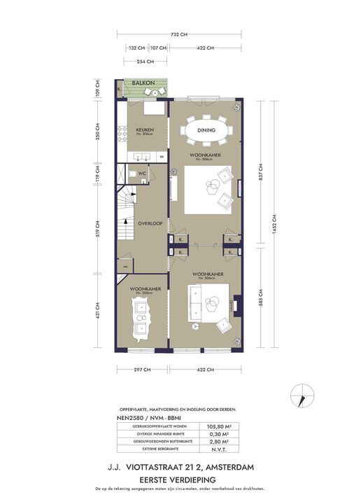 J.J. Viottastraat 21 2, Amsterdam plattegrond-