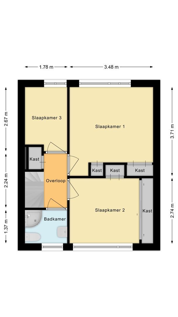 Professor Van der Waalslaan 12, Voorschoten plattegrond-1