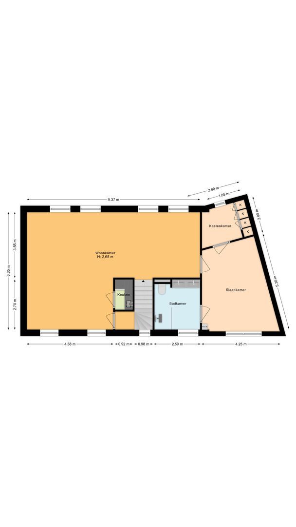 Lebeauhof 14, Leiden plattegrond-2
