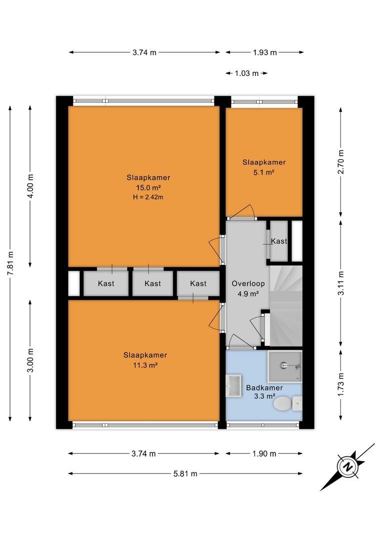 Rembrandtlaan 8, Voorschoten plattegrond-2
