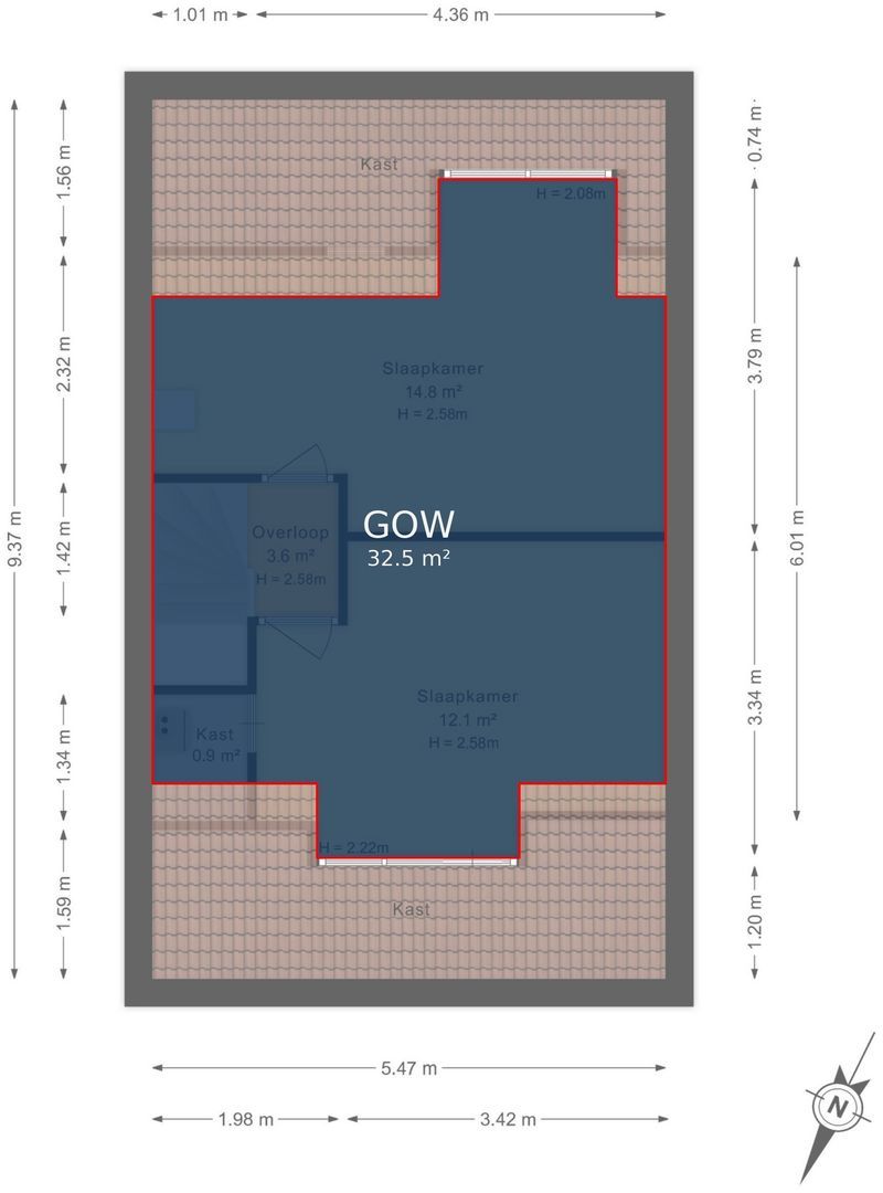 Cor van Osnabruggelaan 47, Voorschoten plattegrond-0