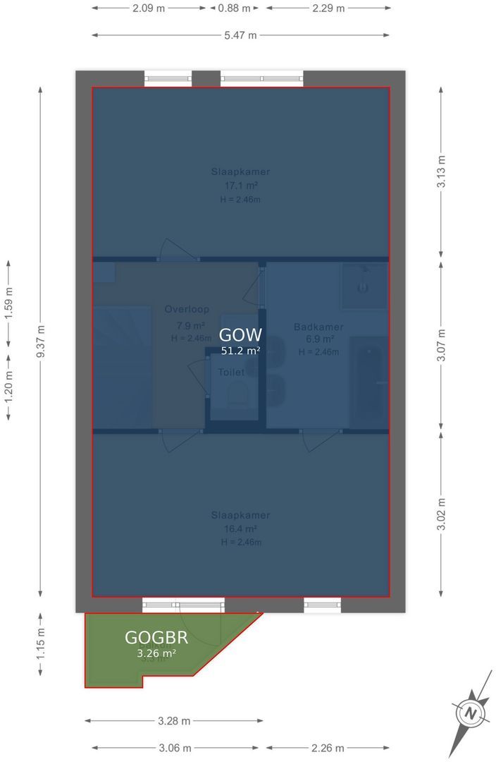Cor van Osnabruggelaan 47, Voorschoten plattegrond-5