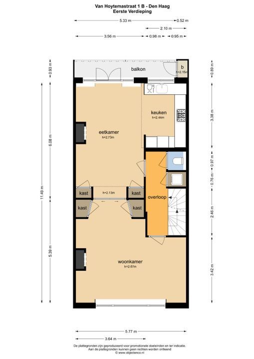 Van Hoytemastraat 1 B, Den Haag floorplan-1