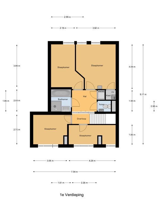 Van der Parrastraat 7 G, Den Haag floorplan-1