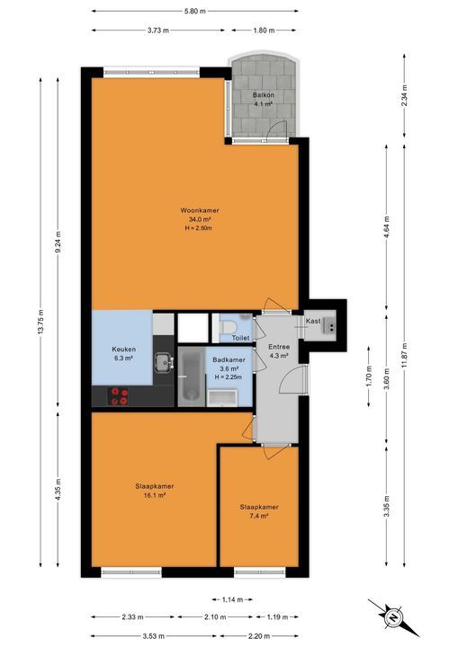 Margarethaland 503, Den Haag floorplan-1