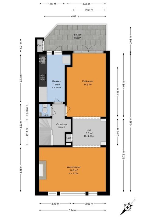 Overburgkade 109, Voorburg floorplan-1