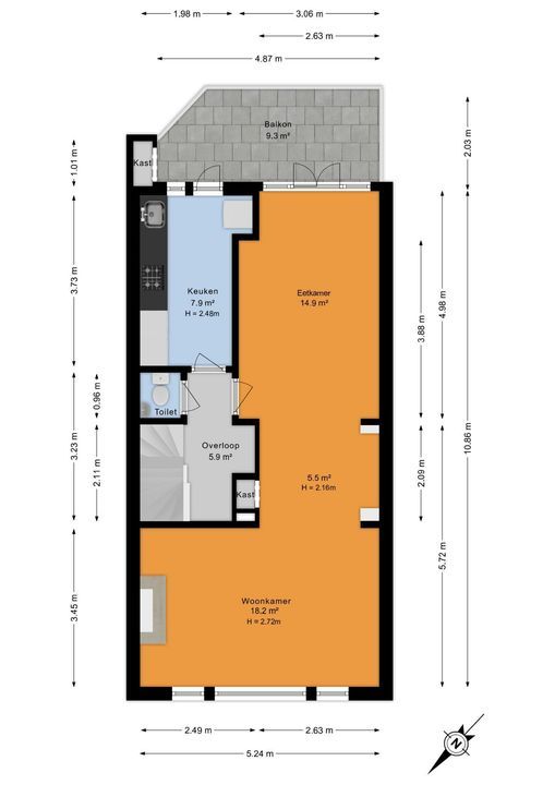 Overburgkade 109, Voorburg floorplan-1