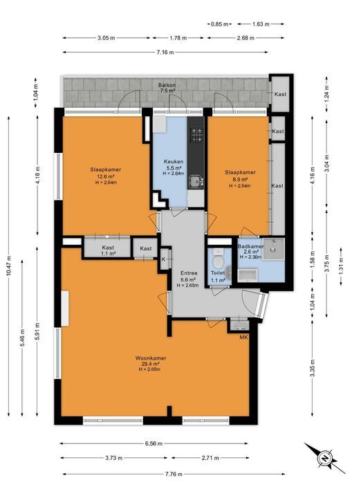 Aart van der Leeuwkade 123, Voorburg floorplan-1