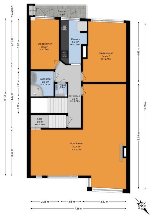 Koningin Wilhelminalaan 300 C, Voorburg floorplan-1