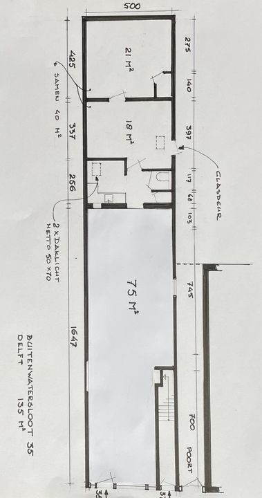 Buitenwatersloot 35, Delft plattegrond-0