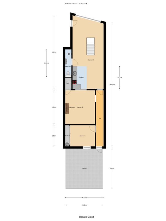 Achterom 94, Delft plattegrond-0