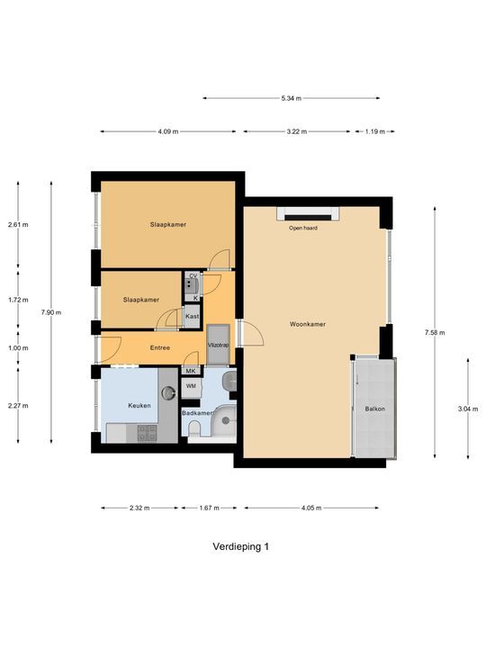 Willem van Aelststraat 17 III, Delft plattegrond-0