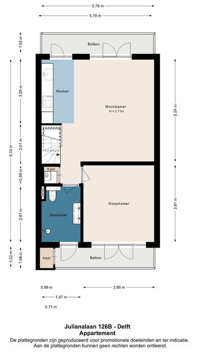 Julianalaan 126 B, Delft plattegrond-2