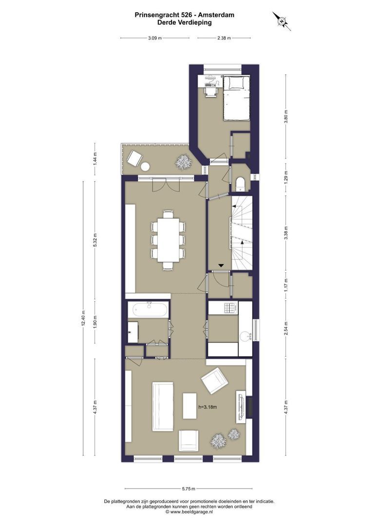 Prinsengracht 526 3, Amsterdam plattegrond-2