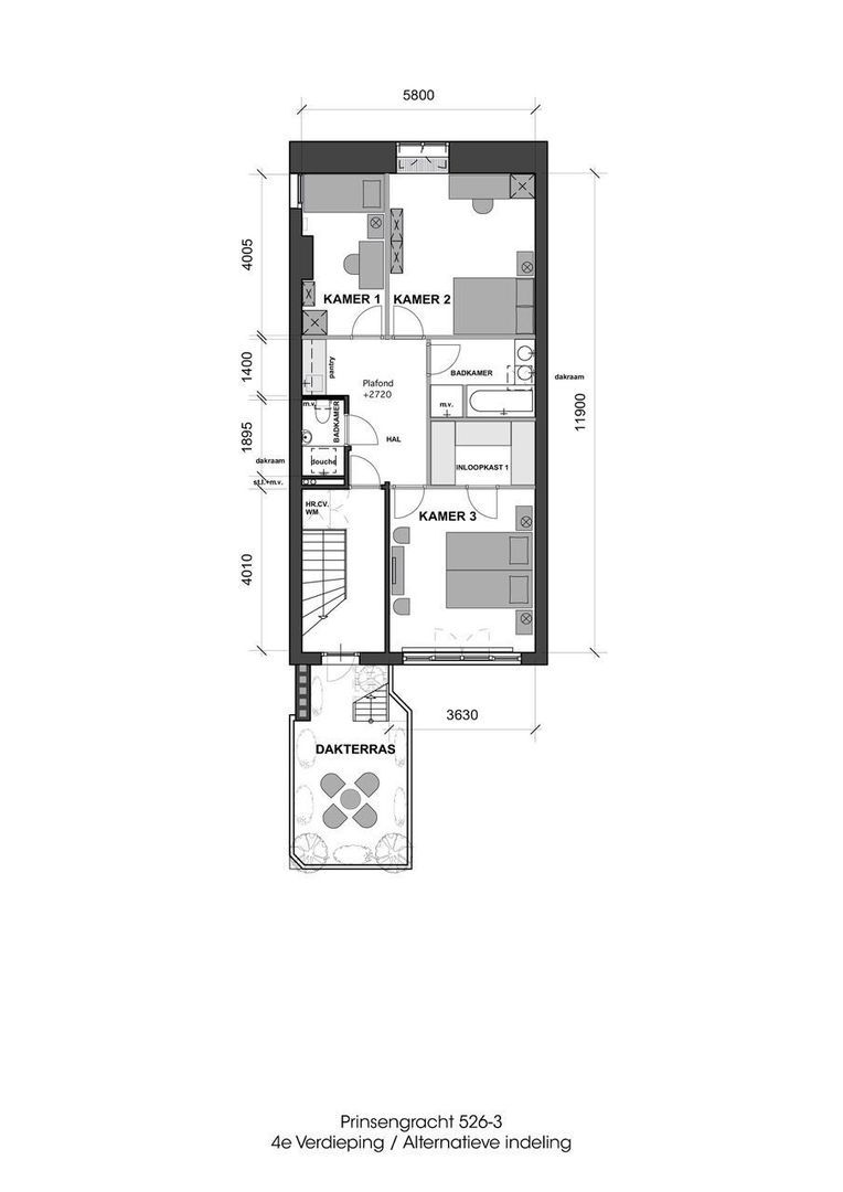 Prinsengracht 526 3, Amsterdam plattegrond-4