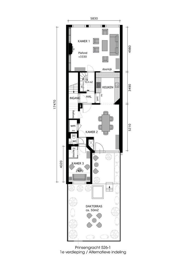 Prinsengracht 526 1, Amsterdam plattegrond-2