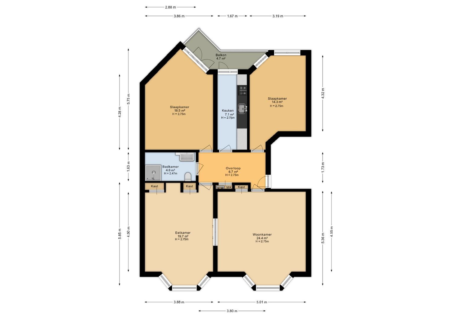 Olympiaplein 113 2, Amsterdam plattegrond-0