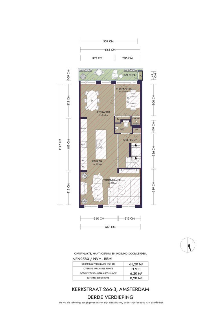 Kerkstraat 266 3, Amsterdam plattegrond-1