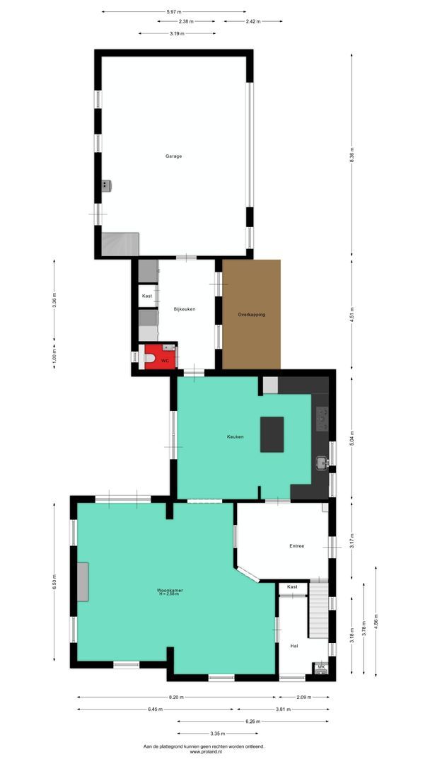 Vossensteeg 1, Overlangel plattegrond-0
