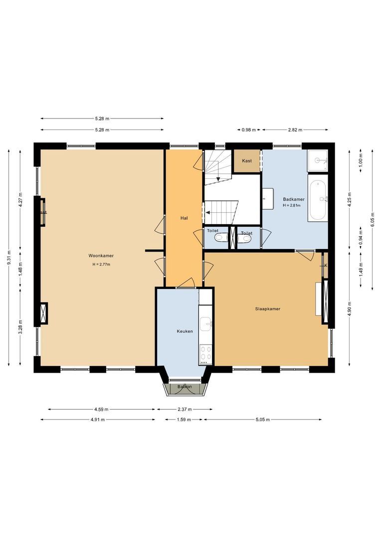 Dorpsstraat 50, Schalsum plattegrond-2