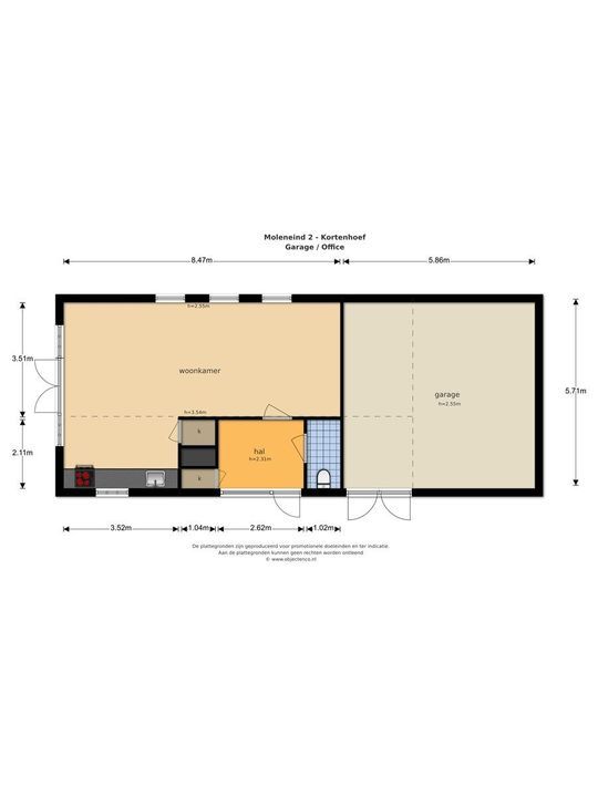Moleneind 2, Kortenhoef plattegrond-