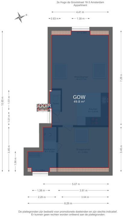 Tweede Hugo de Grootstraat 16 3, Amsterdam plattegrond-26