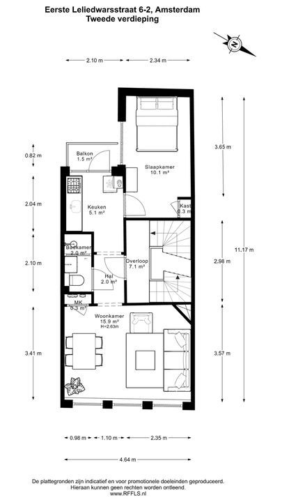 Eerste Leliedwarsstraat 6 2, Amsterdam plattegrond-29