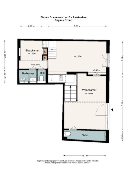 Binnen Dommersstraat 3, Amsterdam plattegrond-53