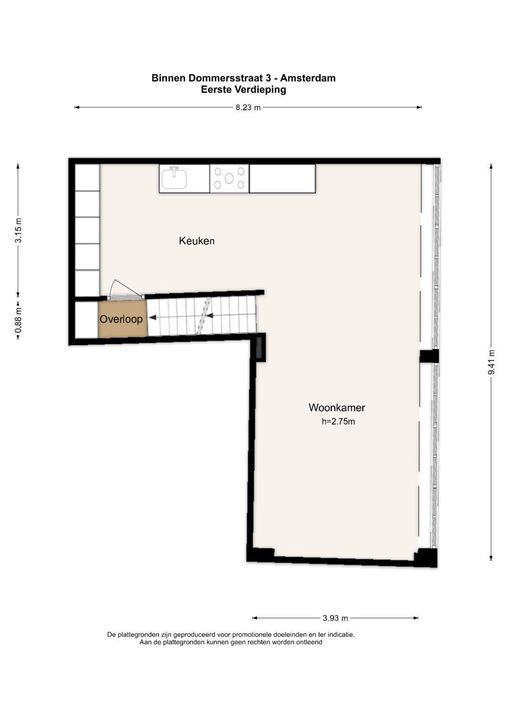 Binnen Dommersstraat 3, Amsterdam plattegrond-53