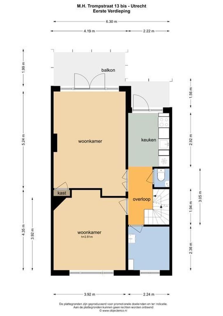 M.H. Trompstraat 13 bis, Utrecht plattegrond-2