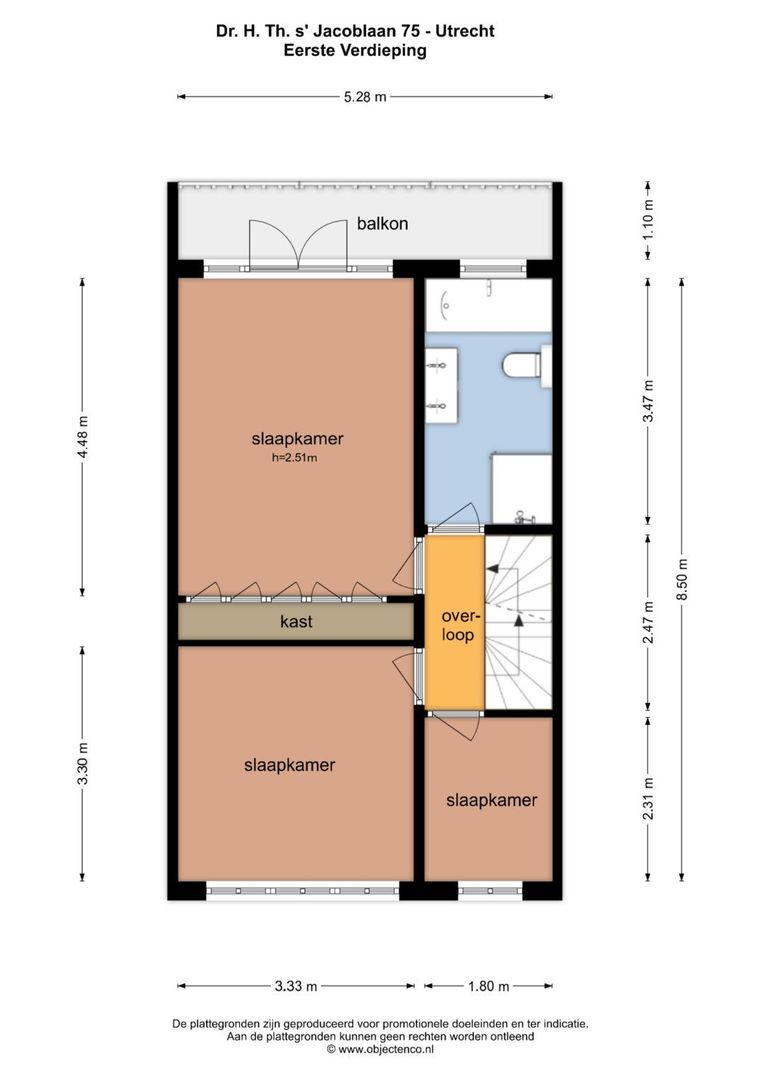 Dr. H. Th. s' Jacoblaan 75, Utrecht plattegrond-53