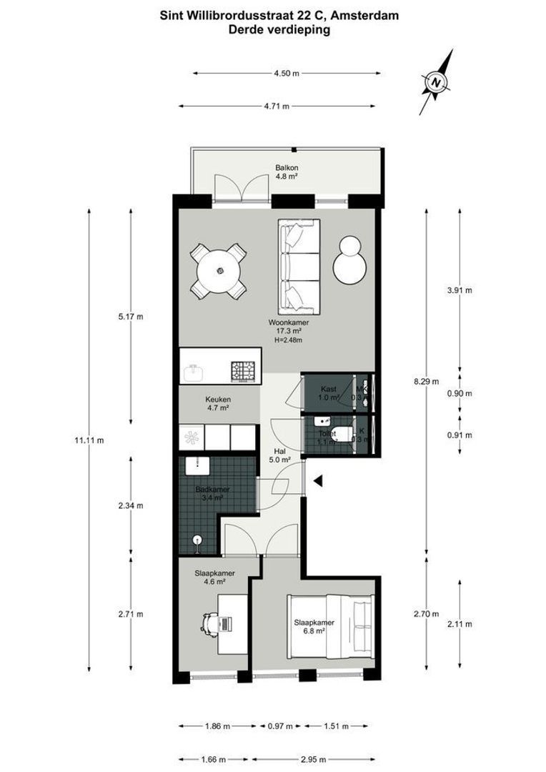 Sint Willibrordusstraat 22 B, Amsterdam plattegrond-0