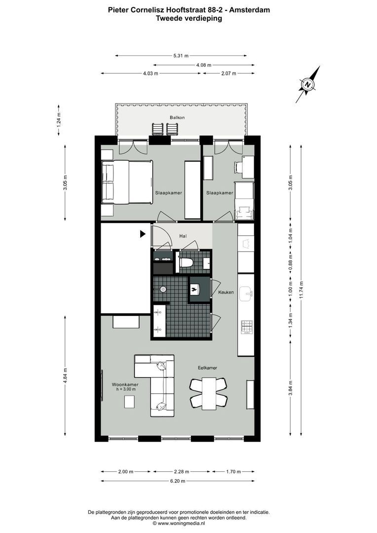 Pieter Cornelisz. Hooftstraat 88 2, Amsterdam plattegrond-0
