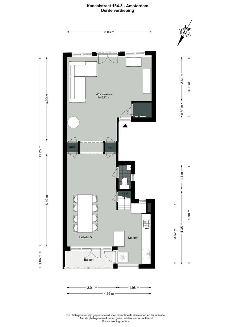 Kanaalstraat 164 3, Amsterdam plattegrond-0